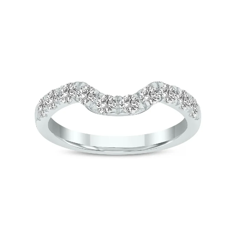 extravagant cocktail ring-Marquee Jewels 3/4 Carat TW Round Lab Grown Diamond Wedding Band in 14K White Gold