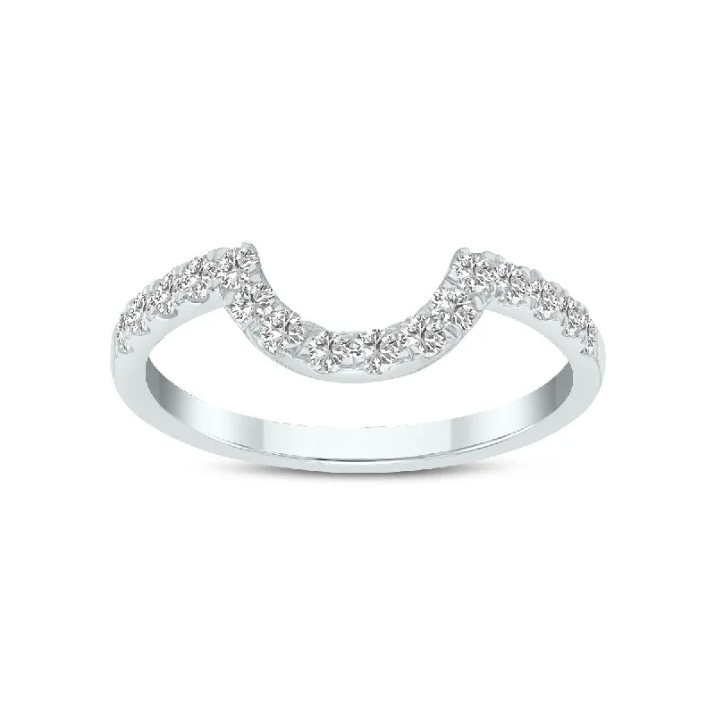 tech-inspired rivet ring-Marquee Jewels 3/8 Carat TW Round Lab Grown Diamond Wedding Band in 14K White Gold