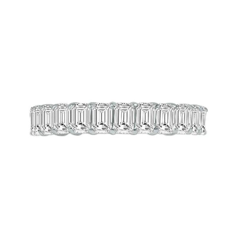 adaptable infinity ring-Marquee Jewels Emerald Cut Lab Grown Diamond Eternity Band in 14K White Gold (12 Carat TW)