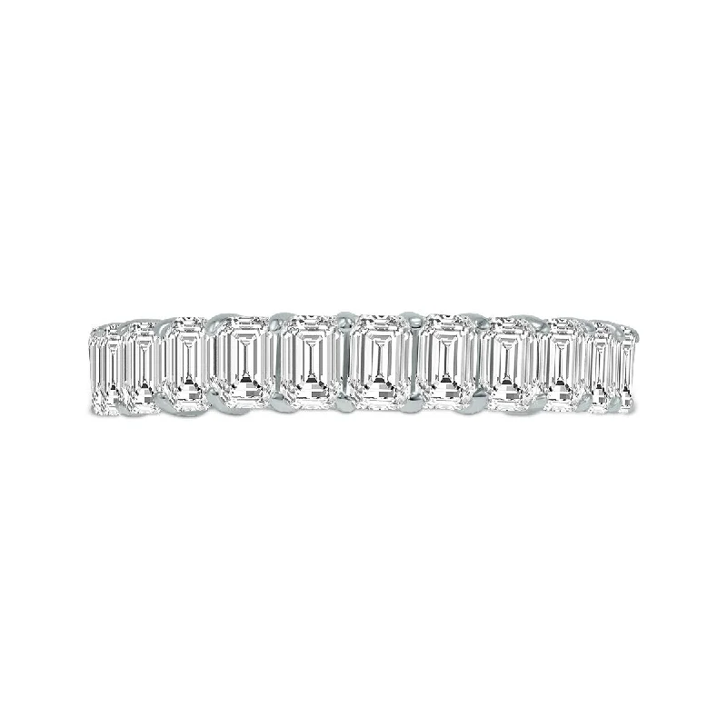 sprig gold ring-Marquee Jewels Emerald Cut Lab Grown Diamond Eternity Band in 14K White Gold (15 Carat TW)