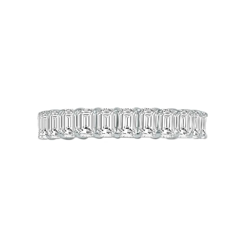 gothic emerald stack ring-Marquee Jewels Emerald Cut Lab Grown Diamond Eternity Band in 14K White Gold (2.90 Carat TW)