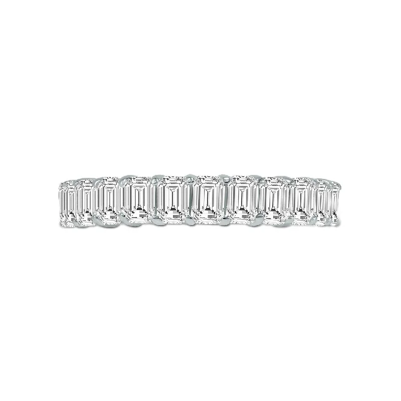 tech gemstone ring-Marquee Jewels Emerald Cut Lab Grown Diamond Eternity Band in 14K White Gold (3.75 Carat TW)