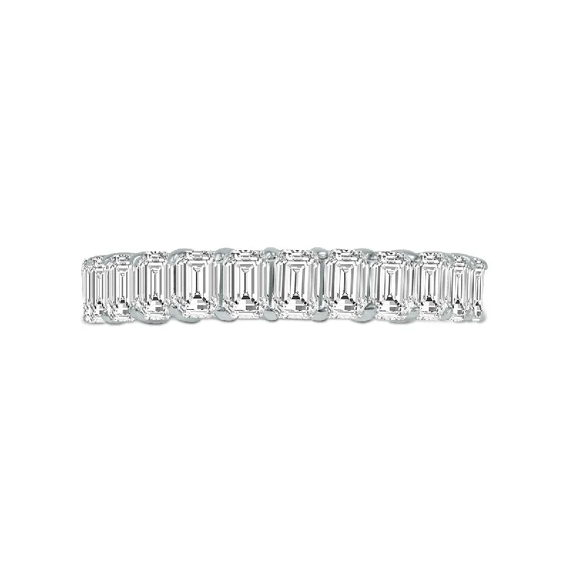 coiled silver ring-Marquee Jewels Emerald Cut Lab Grown Diamond Eternity Band in 14K White Gold (4.80 Carat TW)