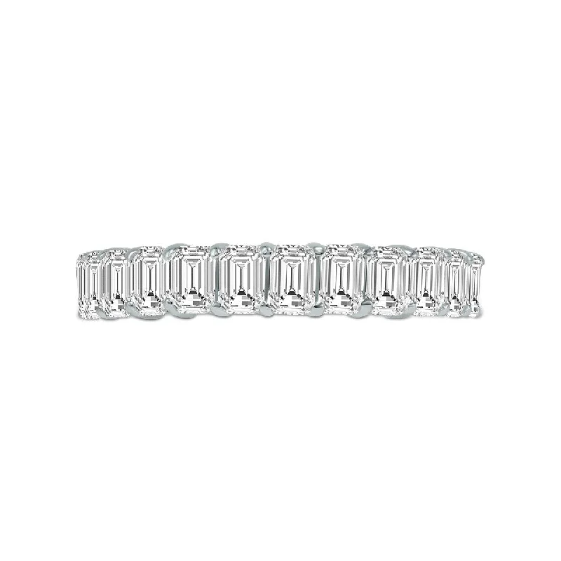 drifter moon ring-Marquee Jewels Emerald Cut Lab Grown Diamond Eternity Band in 14K White Gold (6.30 Carat TW)