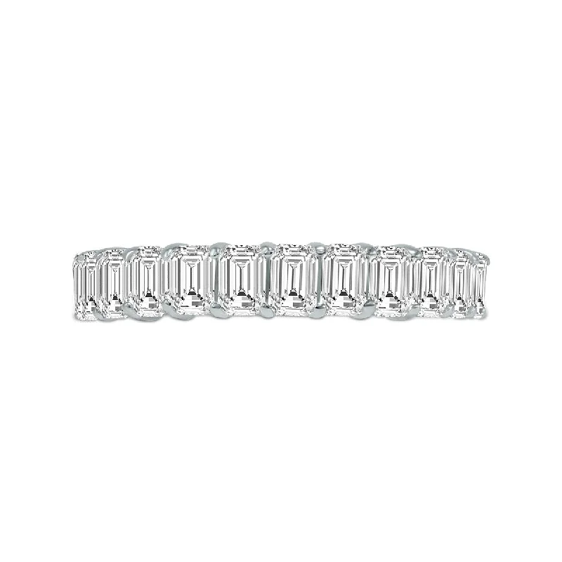 sprig band ring-Marquee Jewels Emerald Cut Lab Grown Diamond Eternity Band in 14K White Gold (9 Carat TW)