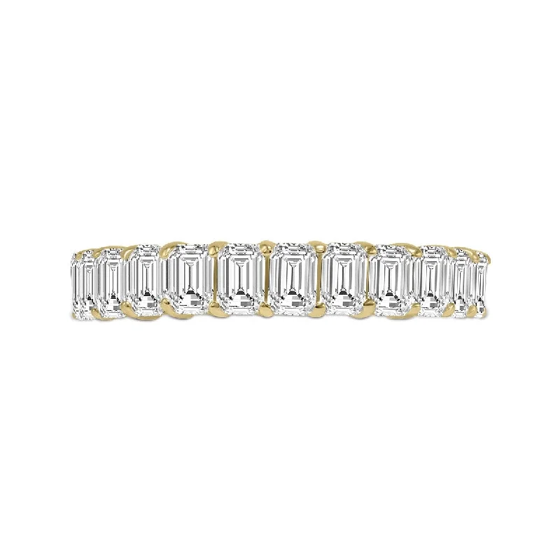 fluid stacking ring-Marquee Jewels Emerald Cut Lab Grown Diamond Eternity Band in 14K Yellow Gold (12 Carat TW)