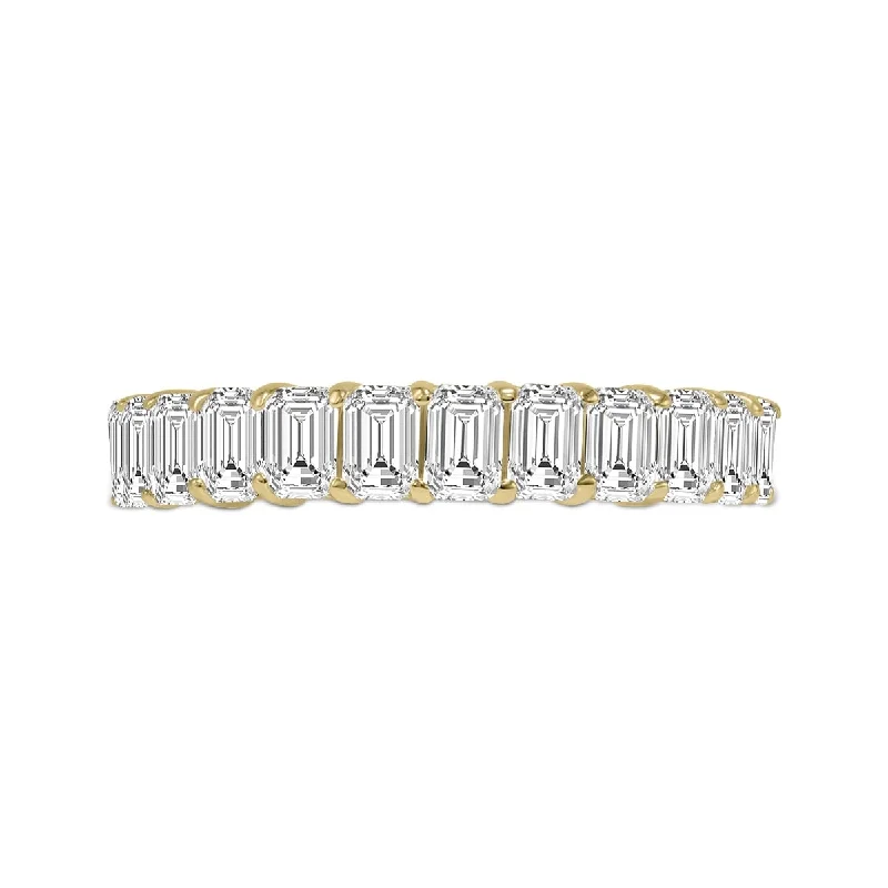 chiseled couple ring-Marquee Jewels Emerald Cut Lab Grown Diamond Eternity Band in 14K Yellow Gold (15 Carat TW)