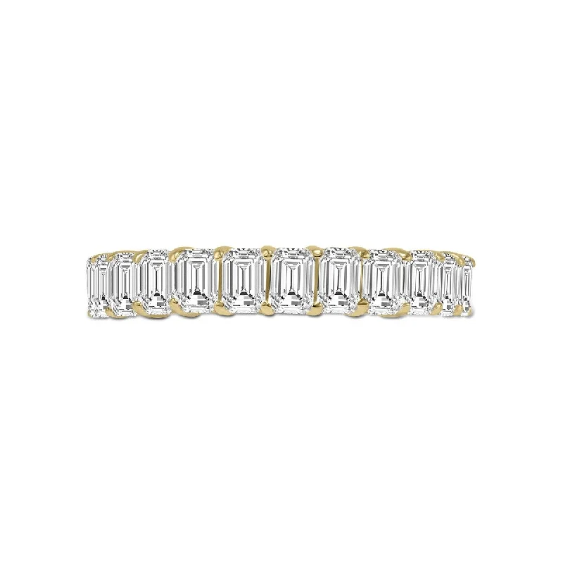 morganite promise ring-Marquee Jewels Emerald Cut Lab Grown Diamond Eternity Band in 14K Yellow Gold (2.90 Carat TW)