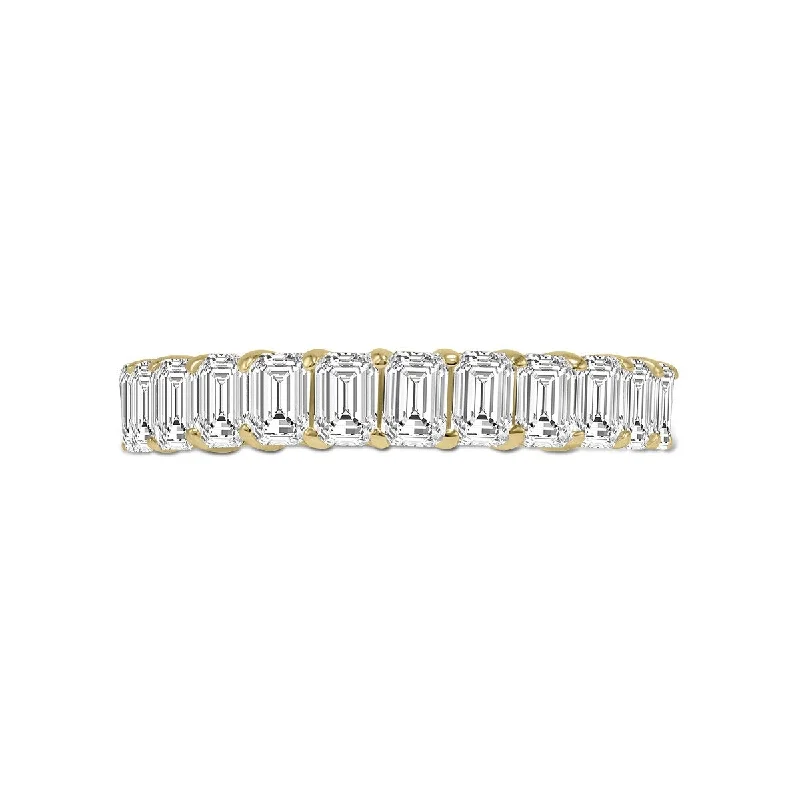 ripple promise ring-Marquee Jewels Emerald Cut Lab Grown Diamond Eternity Band in 14K Yellow Gold (3.38 Carat TW)