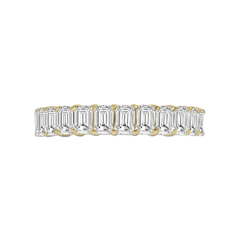 rose gold aquamarine ring-Marquee Jewels Emerald Cut Lab Grown Diamond Eternity Band in 14K Yellow Gold (4.80 Carat TW)