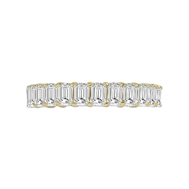 tech gold ring-Marquee Jewels Emerald Cut Lab Grown Diamond Eternity Band in 14K Yellow Gold (5.50 Carat TW)