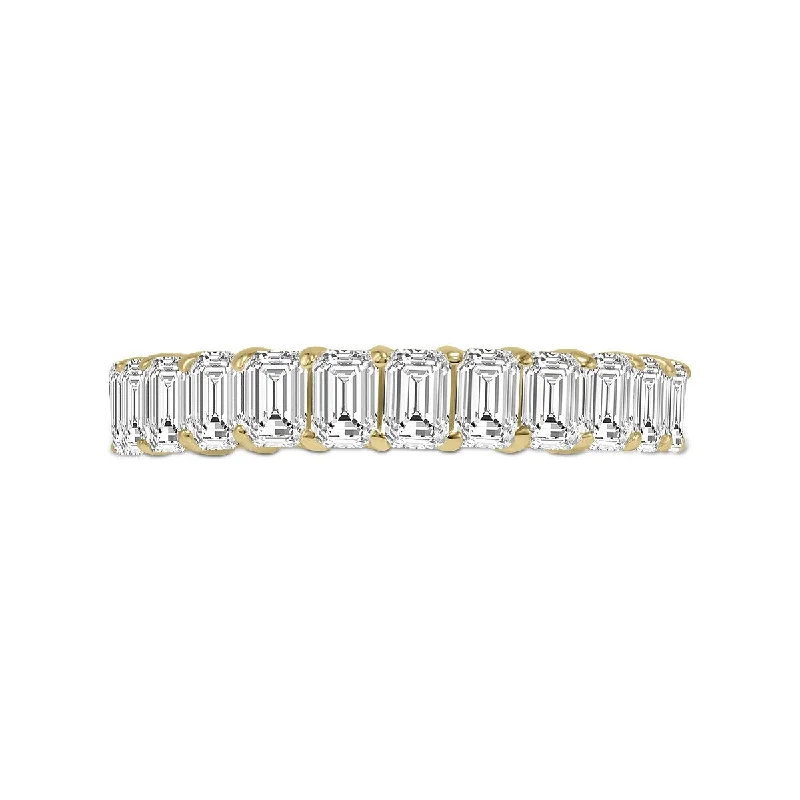 emerald stone ring-Marquee Jewels Emerald Cut Lab Grown Diamond Eternity Band in 14K Yellow Gold (6.30 Carat TW)