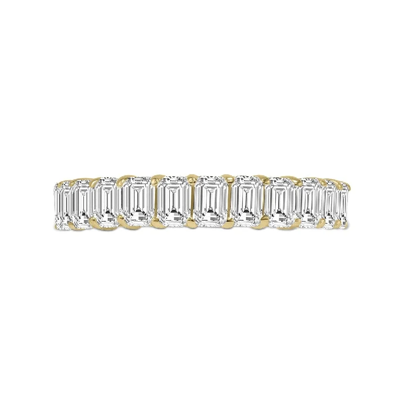 gleaming ruby ring-Marquee Jewels Emerald Cut Lab Grown Diamond Eternity Band in 14K Yellow Gold (7.60 Carat TW)