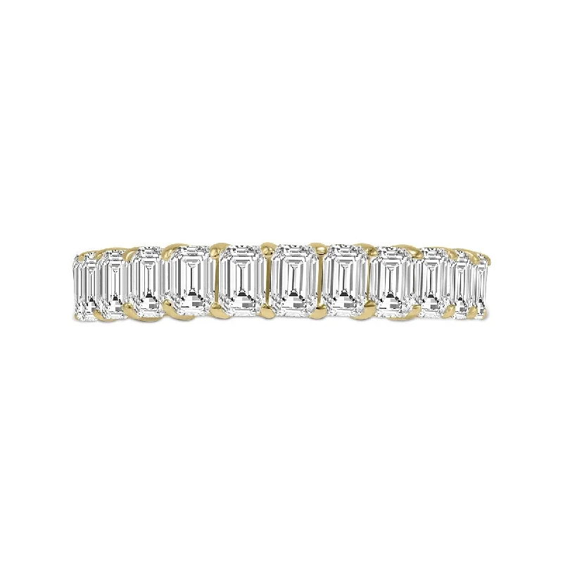 engraved name ring-Marquee Jewels Emerald Cut Lab Grown Diamond Eternity Band in 14K Yellow Gold (9 Carat TW)