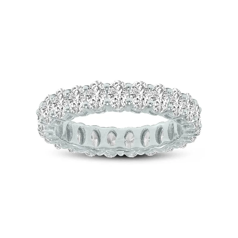 ripple promise ring-Marquee Jewels Oval Lab Grown Diamond Eternity Band in 14K White Gold (10.50 Carat TW)