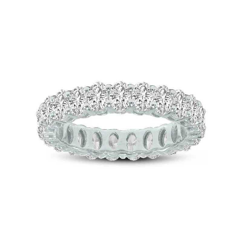 gleaming emerald ring-Marquee Jewels Oval Lab Grown Diamond Eternity Band in 14K White Gold (13 Carat TW)