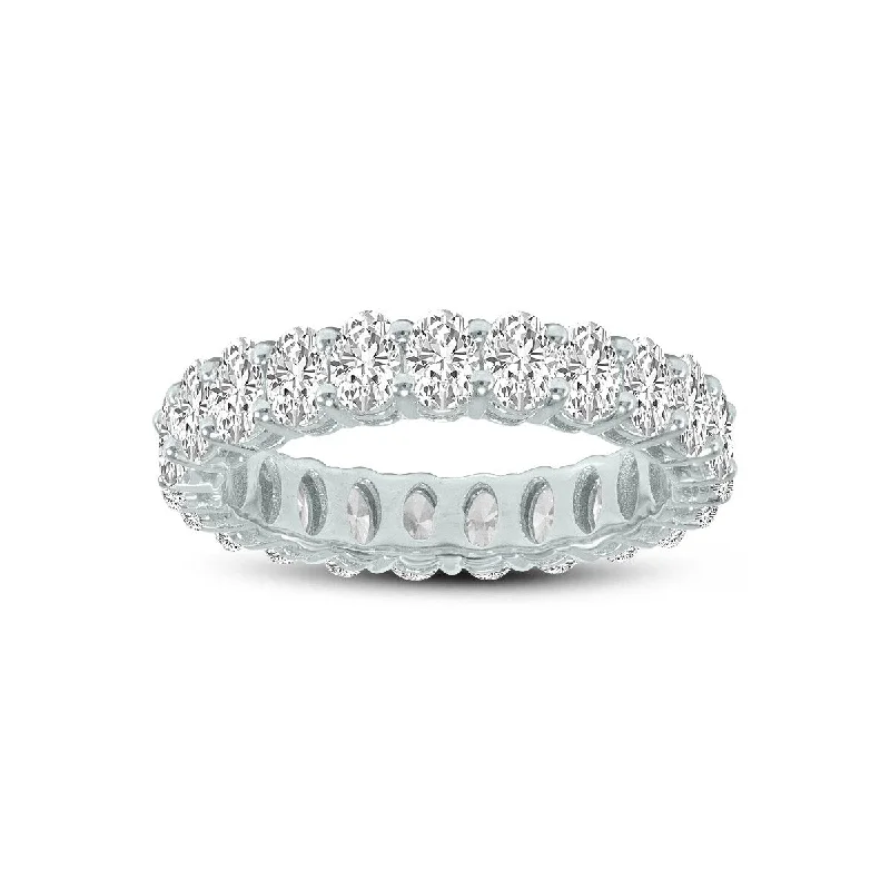 retro-style ring-Marquee Jewels Oval Lab Grown Diamond Eternity Band in 14K White Gold (3.30 Carat TW)