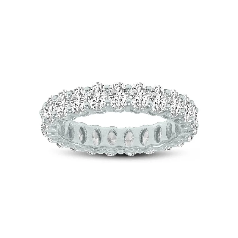 retro-style ring-Marquee Jewels Oval Lab Grown Diamond Eternity Band in 14K White Gold (4.75 Carat TW)