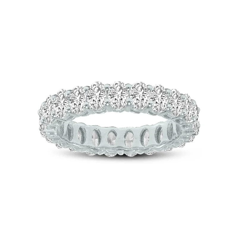 chiseled couple ring-Marquee Jewels Oval Lab Grown Diamond Eternity Band in 14K White Gold (6.80 Carat TW)