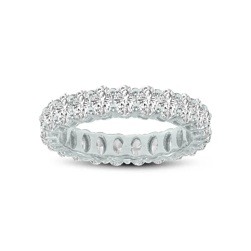 refined lattice ring-Marquee Jewels Oval Lab Grown Diamond Eternity Band in 14K White Gold (8 Carat TW)