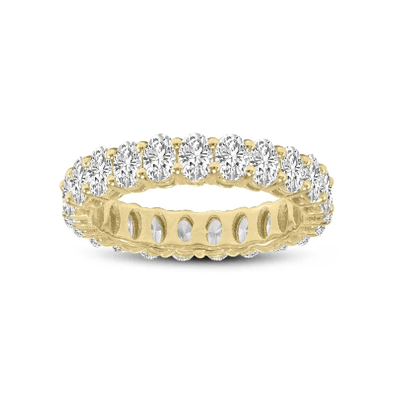 rose gold seven-ring-Marquee Jewels Oval Lab Grown Diamond Eternity Band in 14K Yellow Gold (10.50 Carat TW)