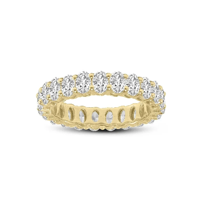 chiseled eternity ring-Marquee Jewels Oval Lab Grown Diamond Eternity Band in 14K Yellow Gold (2.40 Carat TW)