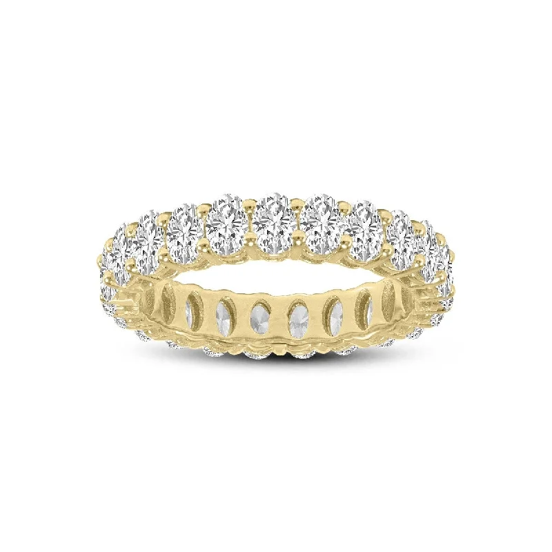 sturdy statement ring-Marquee Jewels Oval Lab Grown Diamond Eternity Band in 14K Yellow Gold (2.88 Carat TW)