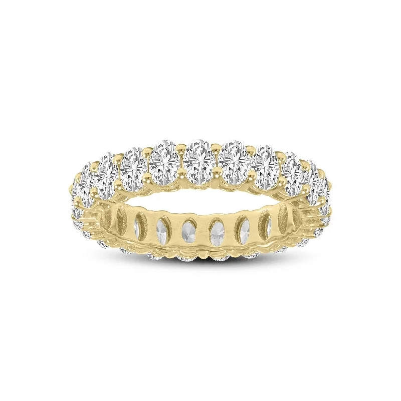 trillion cut diamond ring-Marquee Jewels Oval Lab Grown Diamond Eternity Band in 14K Yellow Gold (3.30 Carat TW)