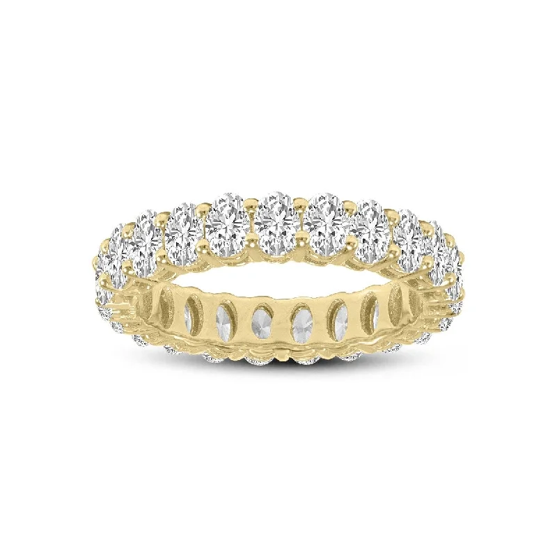 raw turquoise ring-Marquee Jewels Oval Lab Grown Diamond Eternity Band in 14K Yellow Gold (4.75 Carat TW)