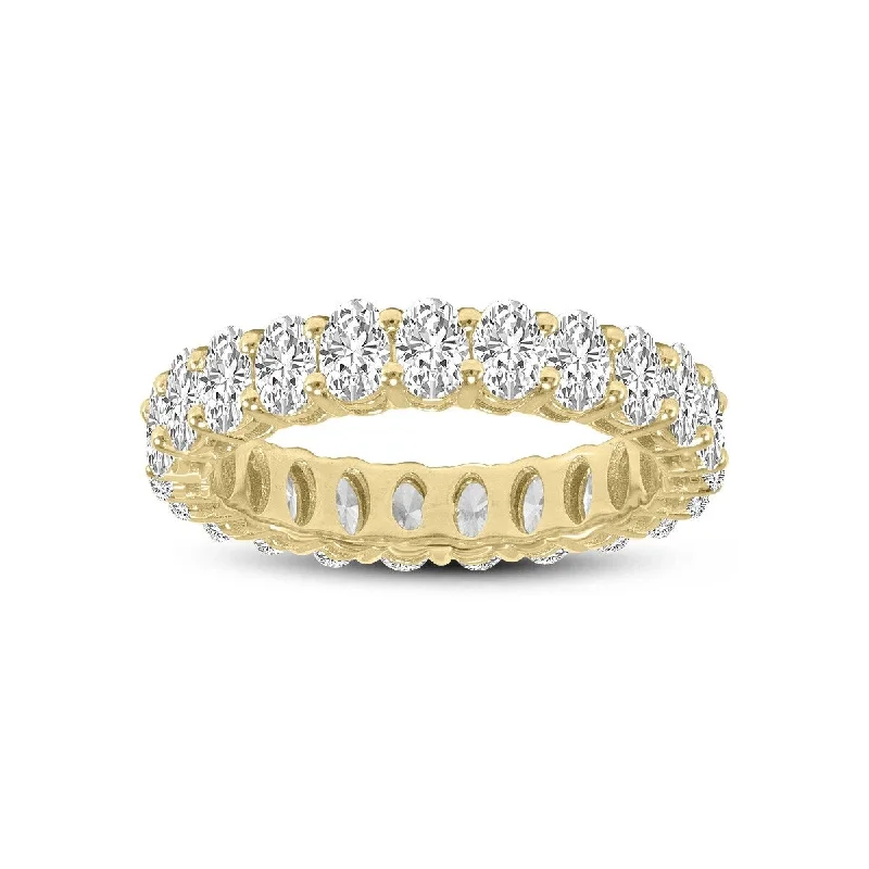 sprig chiseled ring-Marquee Jewels Oval Lab Grown Diamond Eternity Band in 14K Yellow Gold (5.40 Carat TW)