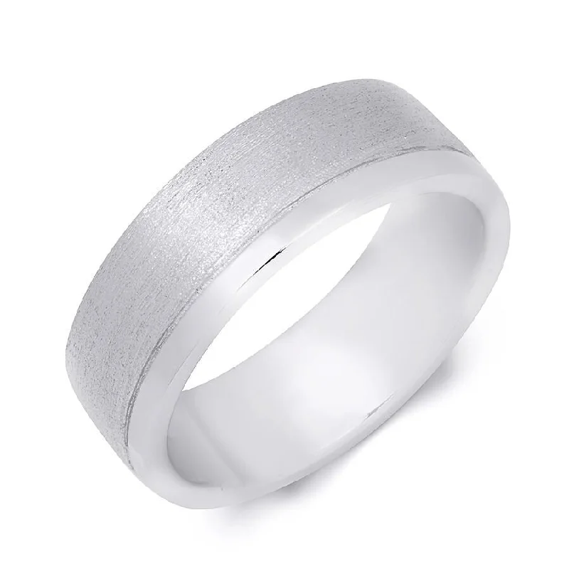 chiseled monogram ring-Mens Solid 925 Sterling Silver 7.5mm Anniversary Wedding Band Ring