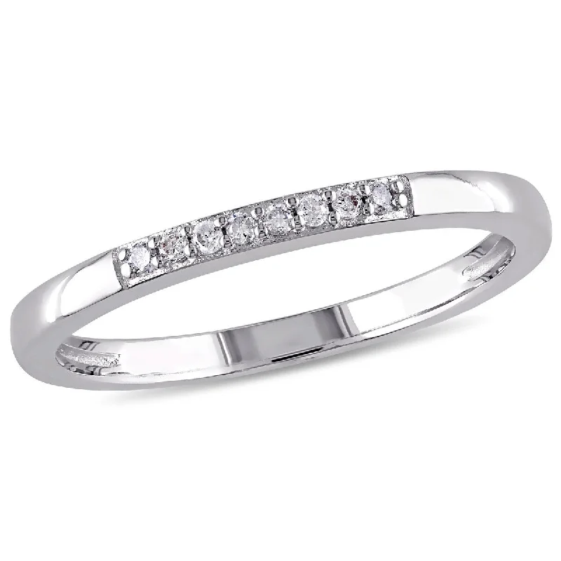 aquamarine eternity ring-Miadora 0.06 CT TW Diamond Wedding Band in Sterling Silver