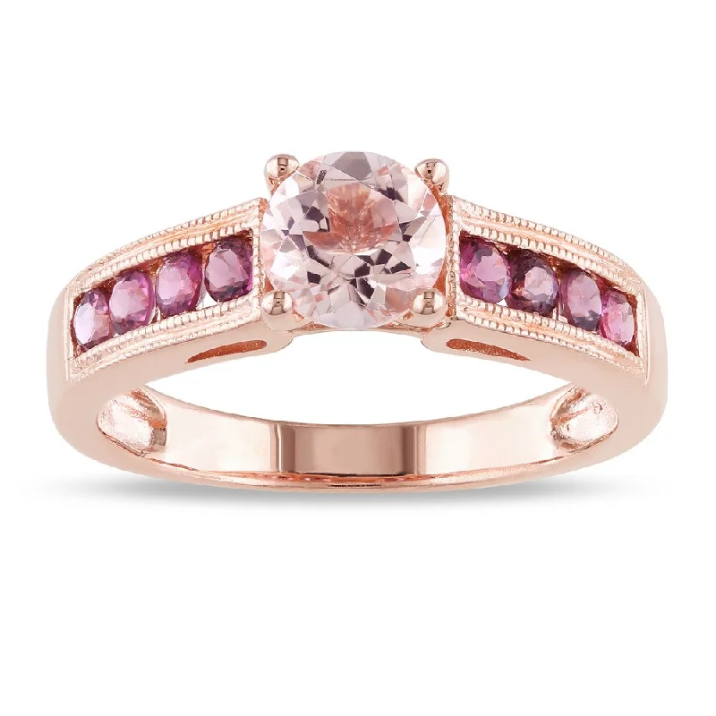 distressed gold ring-Miadora Rose-plated Silver Round-cut Morganite and Pink Tourmaline Ring