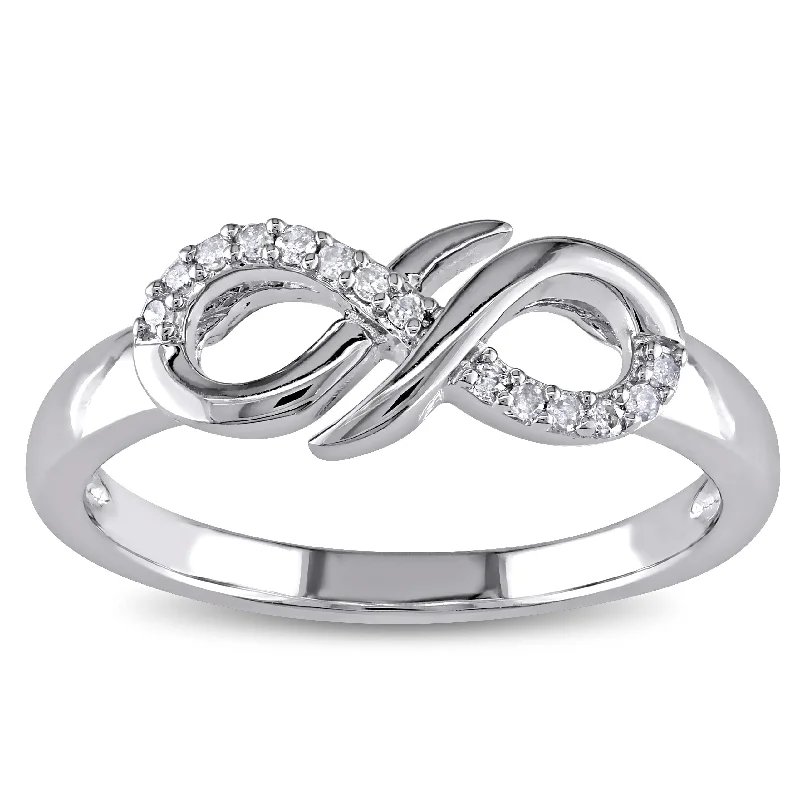 sturdy silver ring-Miadora Sterling Silver Diamond Accent Infinity Ring