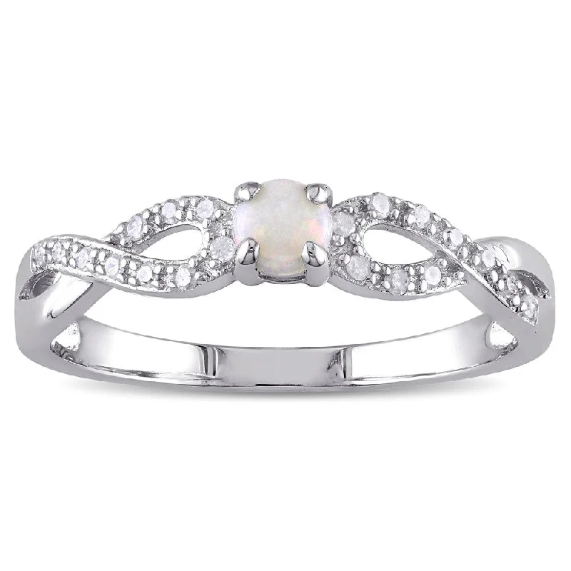 adaptable promise ring-Miadora Sterling Silver Opal and 1/10ct TDW Diamond Infinity Ring (G-H, I2-I3)