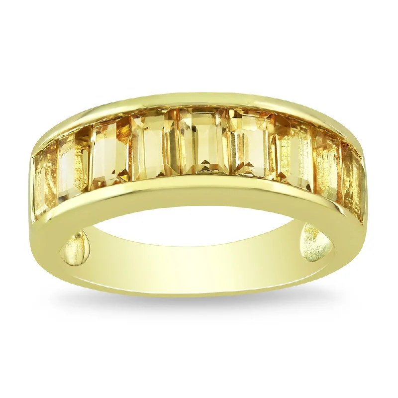 chiseled eternity ring-Miadora Yellow-plated Silver Citrine Ring