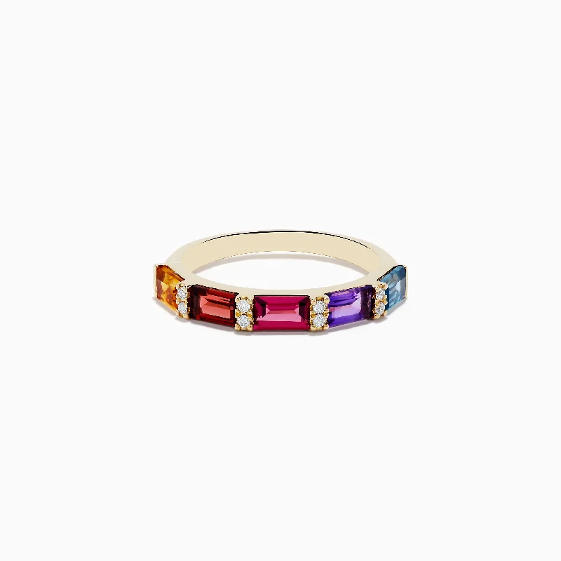 gothic diamond ring-Mosaic 14K Yellow Gold Multi Gemstone Ring