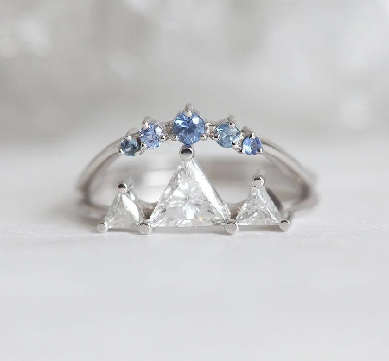 topaz stack ring-Mountain Engagement Ring Set, Mountain Ring