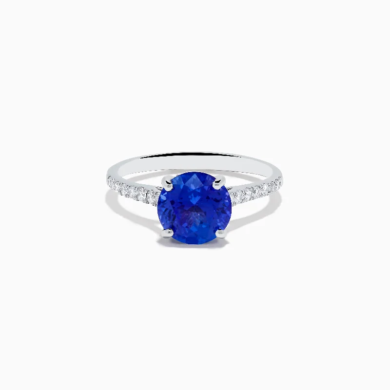 adaptable gemstone ring-Nahla 14K White Gold Round Tanzanite and Diamond Ring