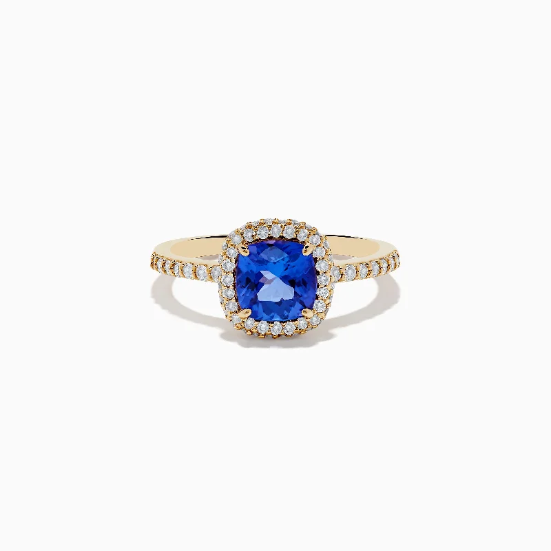 retro amber ring-Nahla Siri 14K Yellow Gold Tanzanite and Diamond Ring