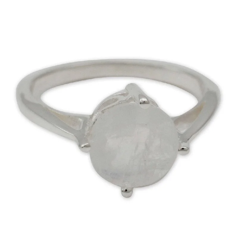 refined lattice ring-NOVICA Handmade Fortune Sterling Silver Moonstone Ring (India)