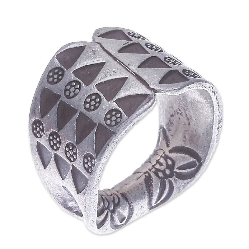 matte black onyx ring-Novica Handmade The Enigma Silver Band Ring