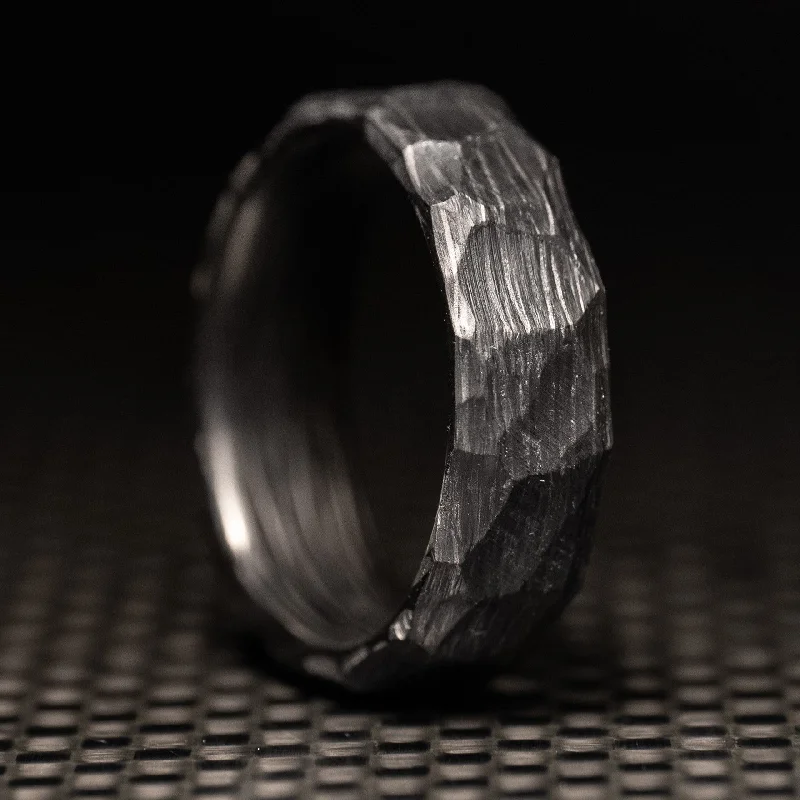 chiseled eternity ring-Obsidian Carbon Fiber Ring