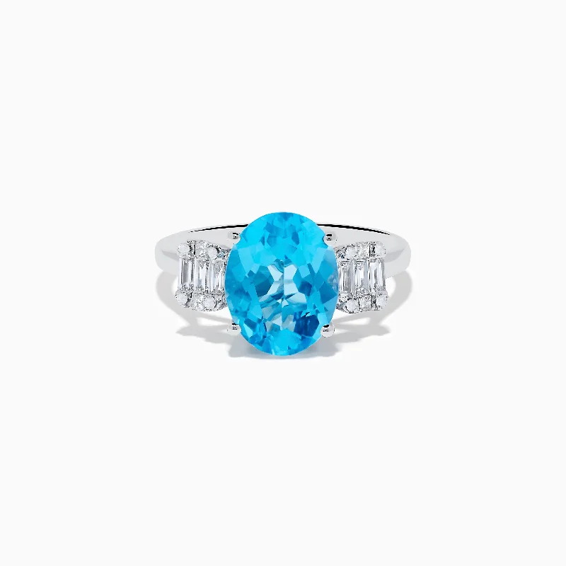 rose gold spiral ring-Ocean Bleu 14K White Gold Blue Topaz and Diamond