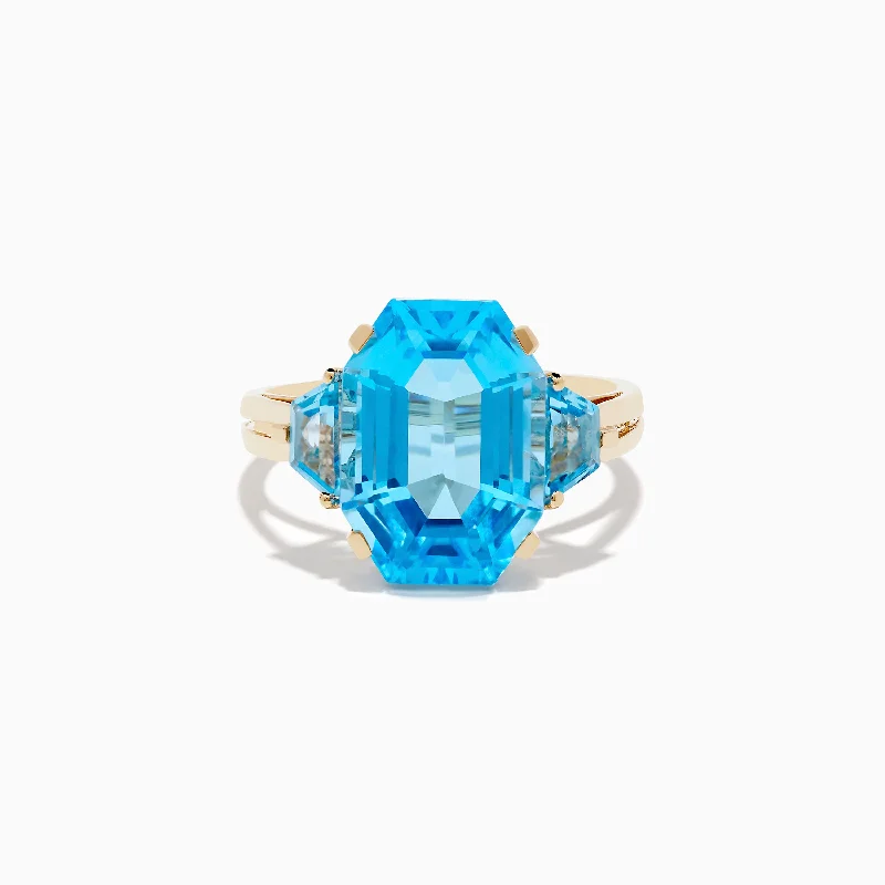 ancestral pearl ring-Ocean Bleu 14K Yellow Gold Blue Topaz Ring