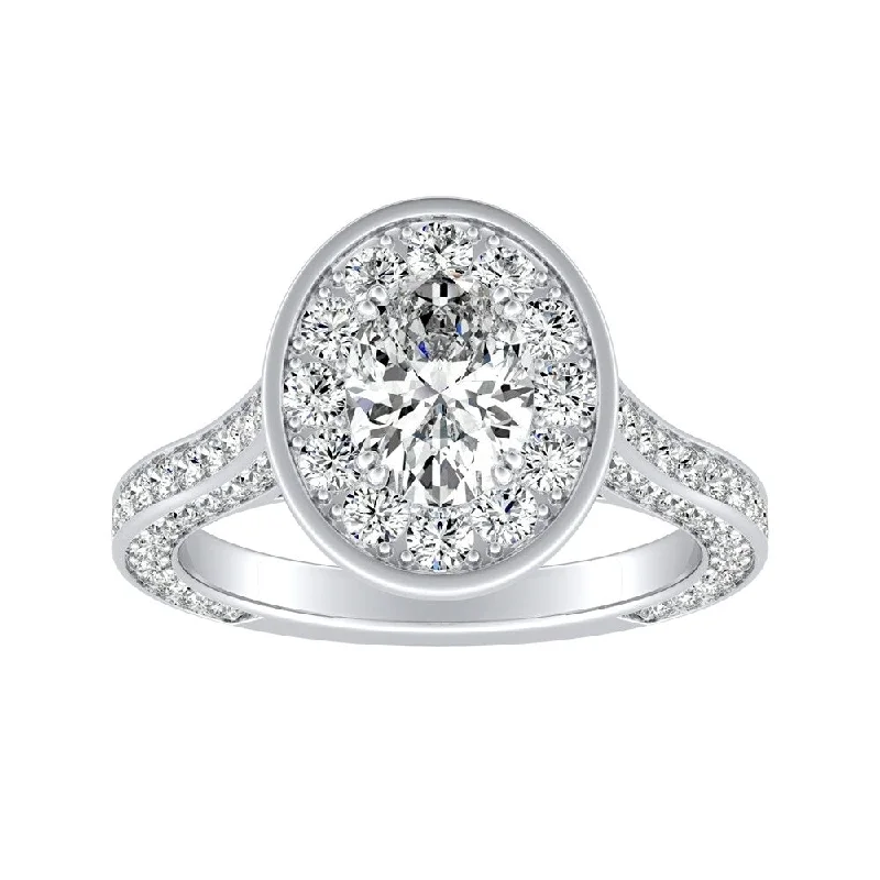 floral sprig ring-Oval-cut 1 3/4ctw Halo Diamond Engagement Ring by Auriya 18k Gold (I-J, I1-I2)