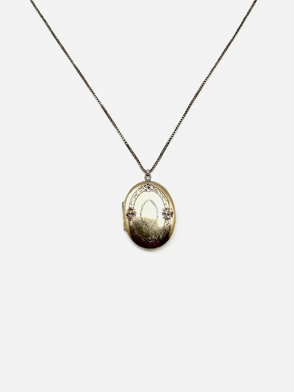 sprig engraved necklace-Antique Wanda Locket