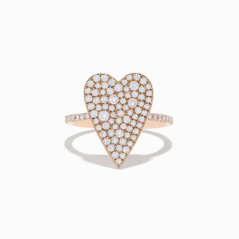 slender eternity ring-Pave Rose 14K Rose Gold Diamond Heart Ring