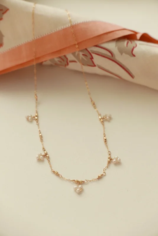 rose gold interlocked necklace-Pearl Raindrop Necklace