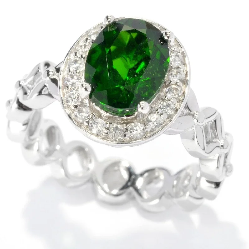 retro-style band ring-Platinum O/ Silver 2.72Ctw Chrome Diopside W/Accent Ring